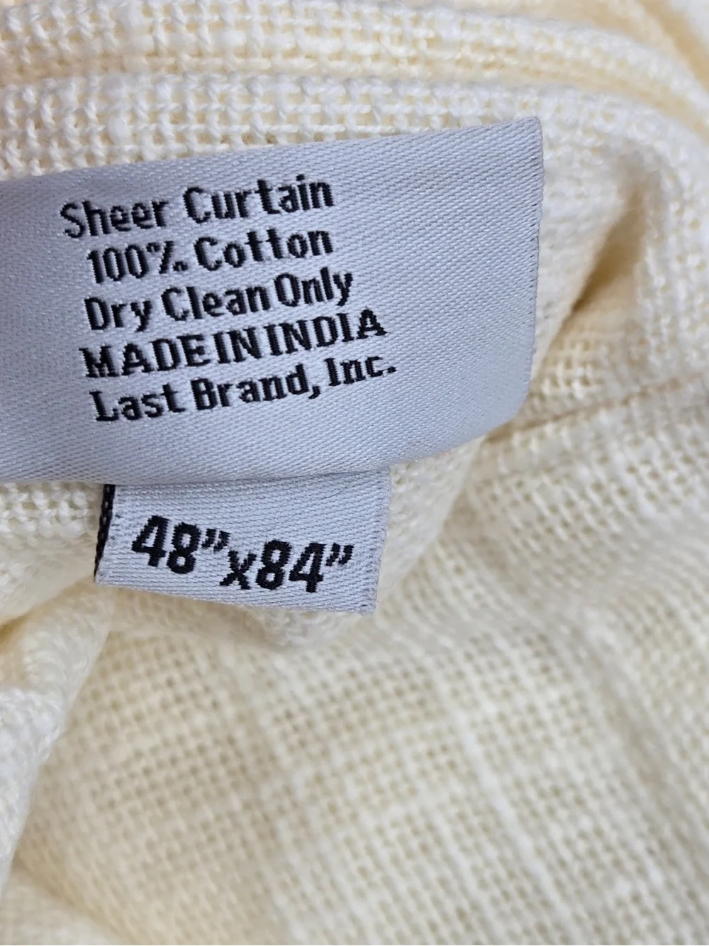NWT QUINCE Set Of 4 48x84 Cotton Sheer Curtains Ivory 0740